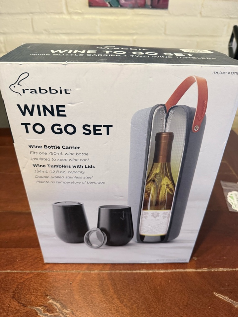 rabbit Wine To Go Set - Gray with Brown Strap